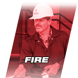 a man wearing a hard hat with the word fire on it